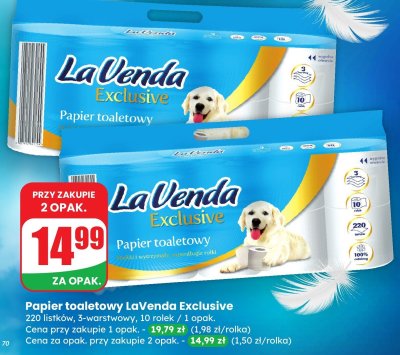 Papier toaletowy LaVenda Exclusive 220 listków, 3-warstwowy promocja w Dino