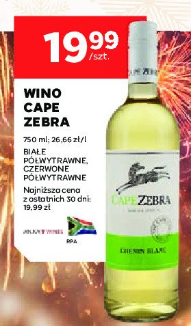 Wino czerwone połwytrawne CAPE ZEBRA promocja