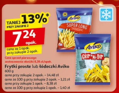 Frytki proste lub łódeczki Aviko 600 g promocja w Auchan