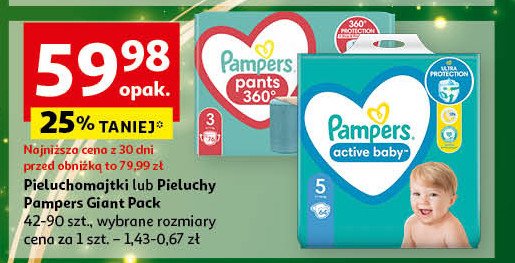 Pieluszki dla dzieci junior 5 Pampers active baby promocja w Auchan