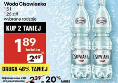 Woda Cisowianka wybrane rodzaje promocja w Delikatesy Centrum