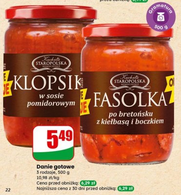 Danie gotowe Fasolka po bretońsku z kiełbasą i boczkiem  promocja w Dino