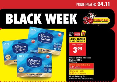 Masło Ekstra Mleczna Dolina, 200 g promocja w Biedronka