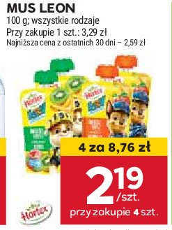 Mus jabłko banan kiwi Hortex leon promocja w Stokrotka