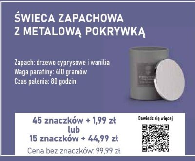 Świeca zapachowa z metalową pokrywką promocja w Stokrotka