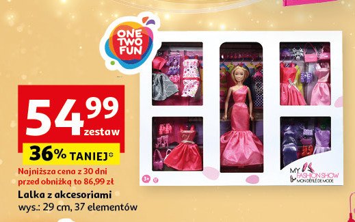 Lalka z akcesoriami 37 el. One two fun promocja w Auchan