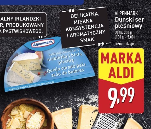 Ser z niebieską i białą pleśnią Alpenmark promocja w Aldi