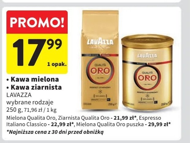 Kawa - puszka Lavazza qualita oro promocja w Intermarche