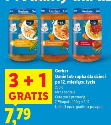 Danie lub zupka dla dzieci po 12. miesiącu życia Gerber promocja w Lidl
