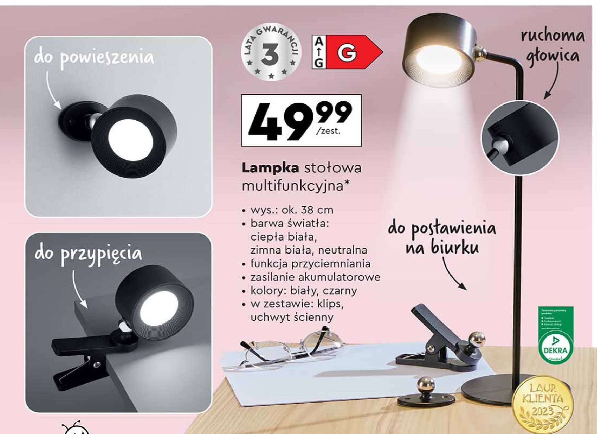 Lampa multifunkcyjna wys. 38 cm Smukee promocja