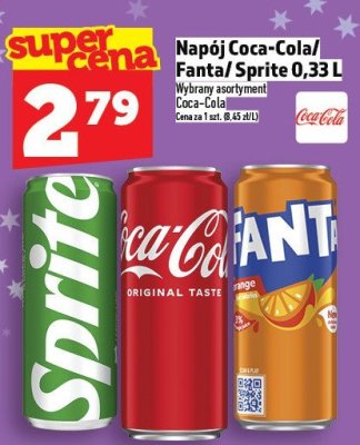 Napój Coca-Cola/Fanta/Sprite 0,33L promocja w TOPAZ