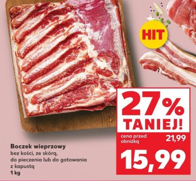Boczek wieprzowy bez kości, ze skórą promocja w Kaufland