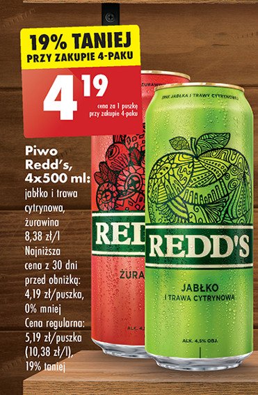 Piwo Redd's cranberry promocja w Biedronka