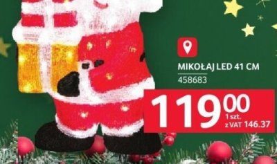 Mikołaj LED 41 cm promocja w Selgros