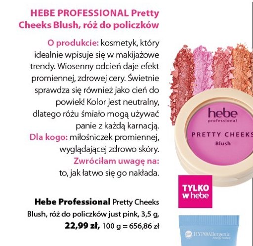 Róż do policzków pretty cheeks Hebe professional promocja