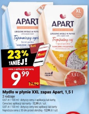 Mydło w płynie XXL zapas Apart, 1,5 l promocja w Twój Market