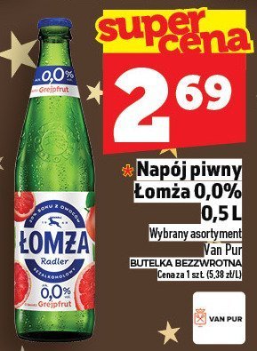 Napój piwny Łomza 0,0% 0,5l promocja w TOPAZ