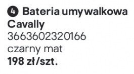 Bateria umywalkowa Cavally czarny mat promocja w Castorama