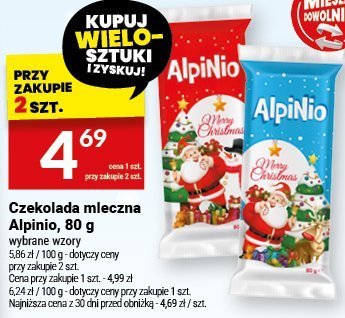 Czekolada mleczna Alpinio, 80 g promocja w Twój Market