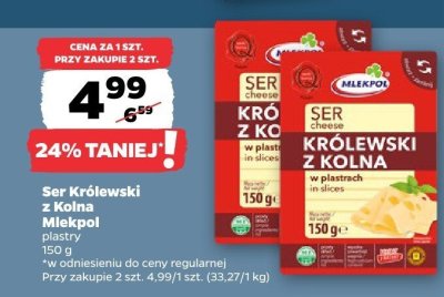 Ser Królewski z Kolna Mlekpol plastry promocja w Netto