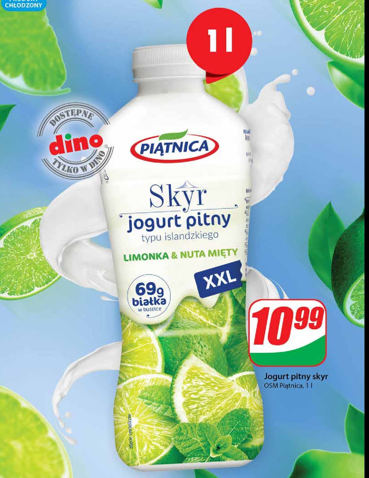 Jogurt pitny limonka & nuta mięty Piątnica skyr promocja w Dino