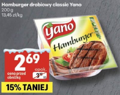 Hamburger drobiowy classic Yano promocja w Delikatesy Centrum
