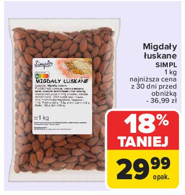 Migdały łuskane Simpl promocja w Carrefour Market