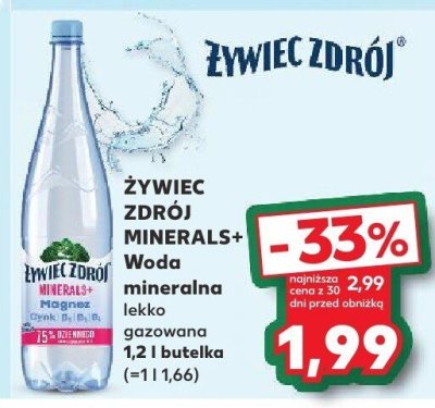 Woda mineralna lekko gazowana MINERALS+ 1,2 l butelka promocja w Kaufland