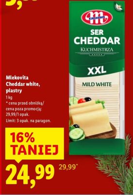 Ser Cheddar white plastry XXL promocja w Lidl