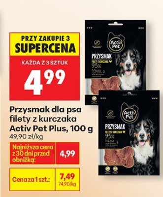Przysmak dla psa filety z kurczaka Activ Pet Plus promocja w Biedronka