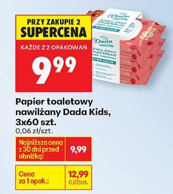 Papier toaletowy nawilżany Dada Kids, 3x60 szt. promocja w Biedronka