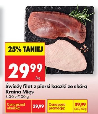 Świeży filet z piersi kaczki ze skórą  promocja w Biedronka