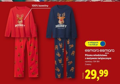 Piżama młodzieżowa z motywem świątecznym  promocja w Lidl