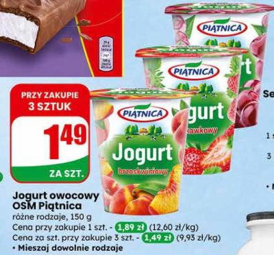 Jogurt owocowy OSM Piątnica różne rodzaje promocja w Dino