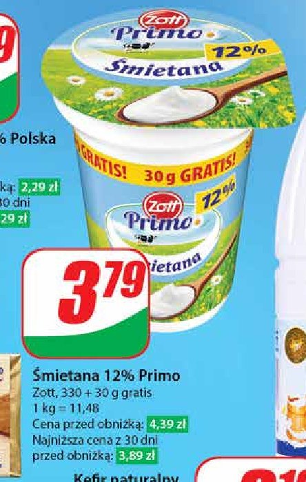 Śmietana 12 % Zott primo promocja