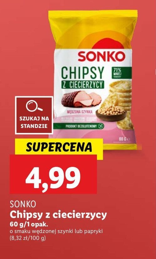 Chipsy z ciecierzycy wędzona szynka Sonko promocja