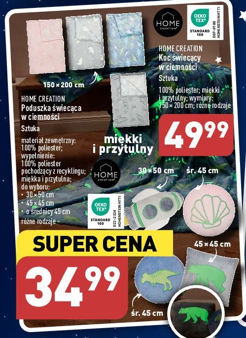 Poduszka 艣wiec膮ca w ciemno艣ci 45 cm Home creation promocja