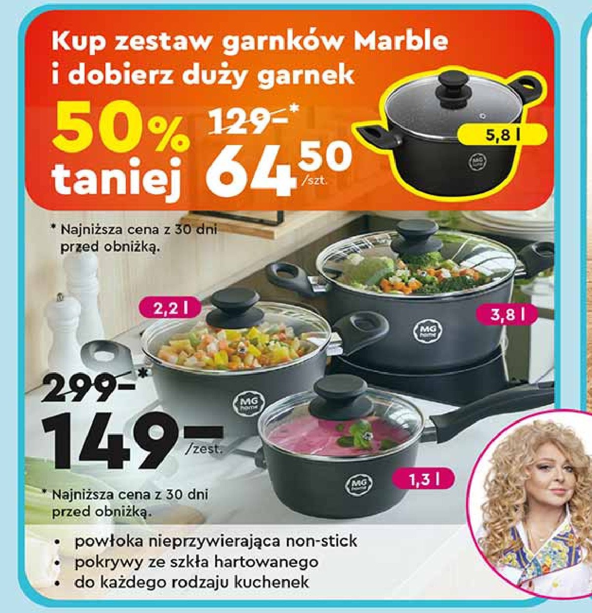 Garnek marble 5.8 l Mg home promocja w Biedronka