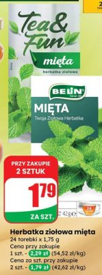 Herbatka ziołowa mięta Tea&Fun / Belin promocja w Dino