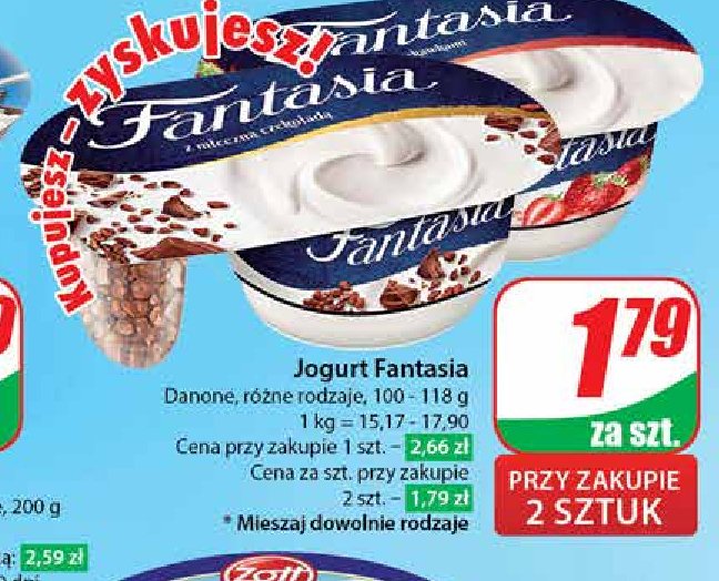 Jogurt z truskawkami Danone fantasia promocja w Dino