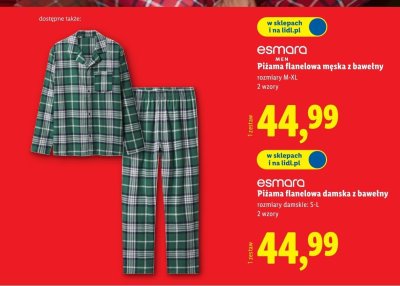 Piżama flanelowa damska z bawełny  promocja w Lidl