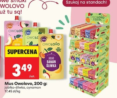 Mus Owolovo jabłko-śliwka, cynamon promocja w Biedronka