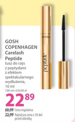 Tusz do rzęs GOSH COPENHAGEN Carelash Peptide z efektem spektakularnego wydłużenia promocja w Hebe