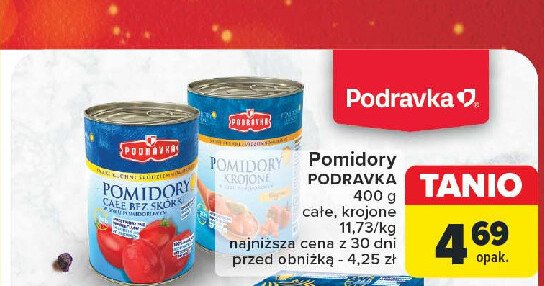 Pomidory całe bez skórki Podravka promocja