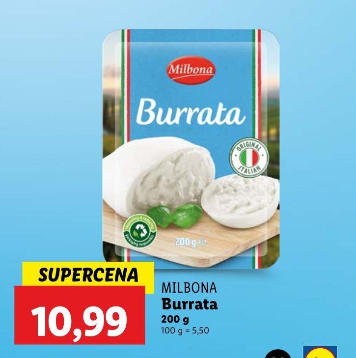 Ser burrata Milbona promocja