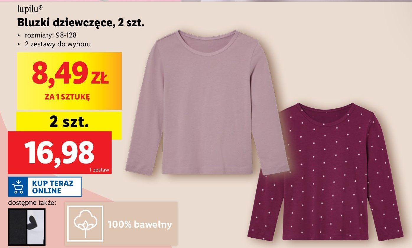 Bluzki dziewcz臋ce 98-128 Lupilu promocja