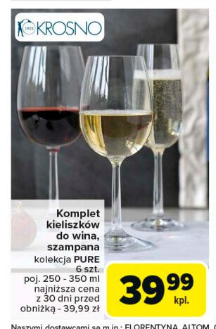 Kieliszek do wina białego pure 250 ml Krosno s.a. promocja