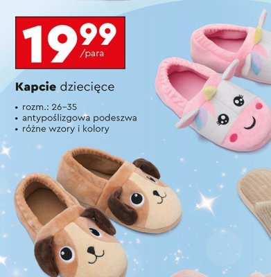 Kapcie dziecięce, różne wzory i kolory promocja w Biedronka