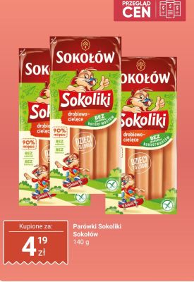 Parówki Sokoliki drobiowo-cielęce promocja w Dino