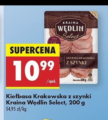 Kiełbasa krakowska z szynki Kraina wędlin select promocja
